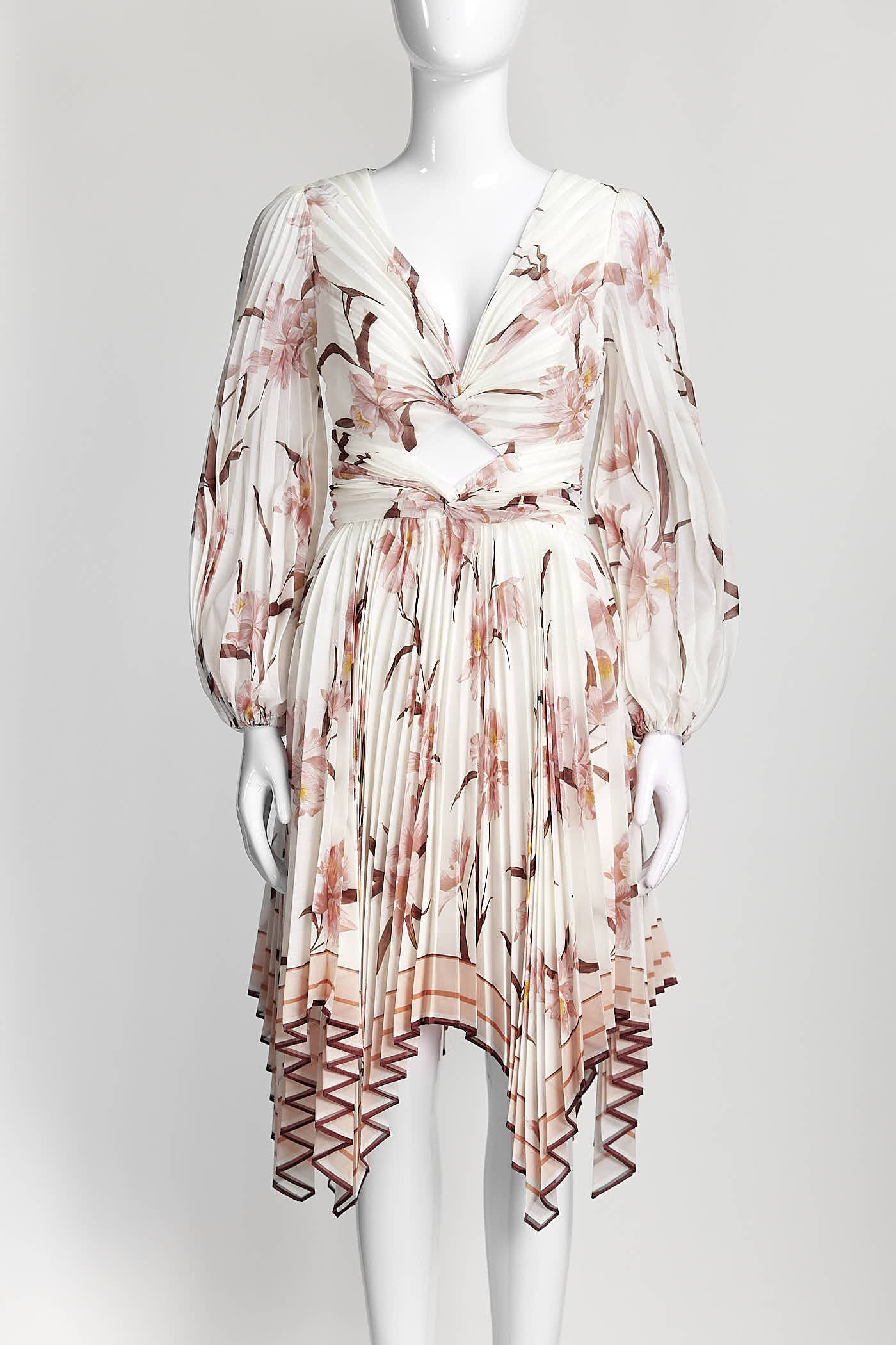 Zimmermann Pink Floral Pleated Dress AU 0