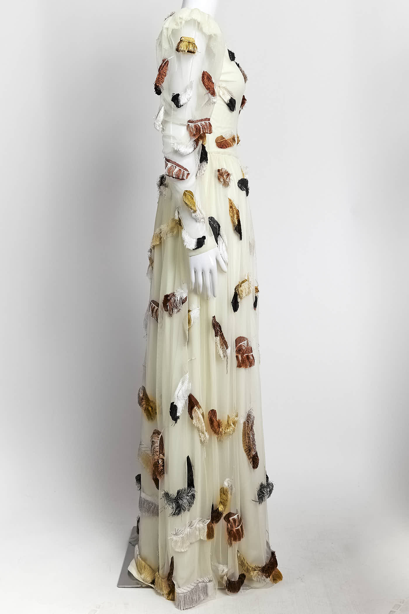 manish arora Long Dress with Textured Fringe Detailing XS