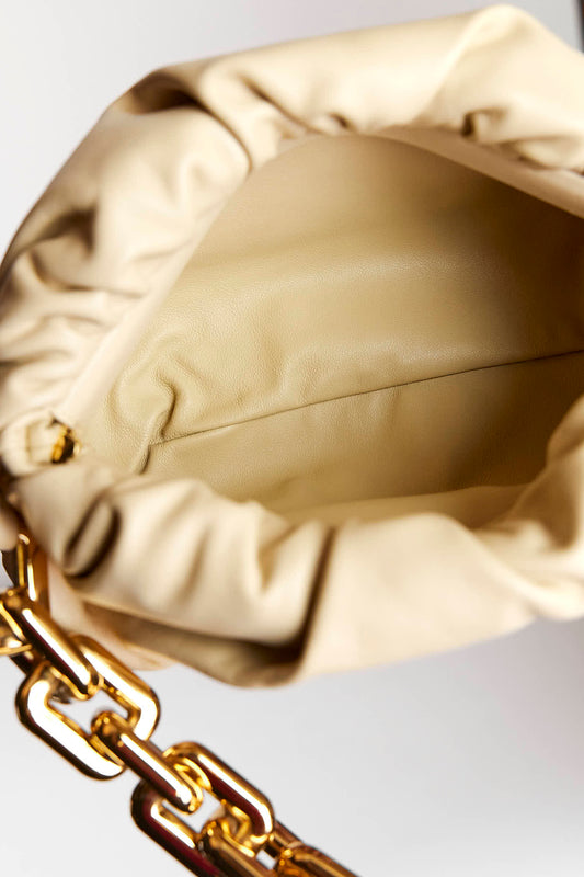 Bottega Veneta Chain Pouch Cream Leather Handbag