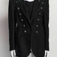 Balmain Double-BreastedBblazer with embossed silver-tone buttons 44