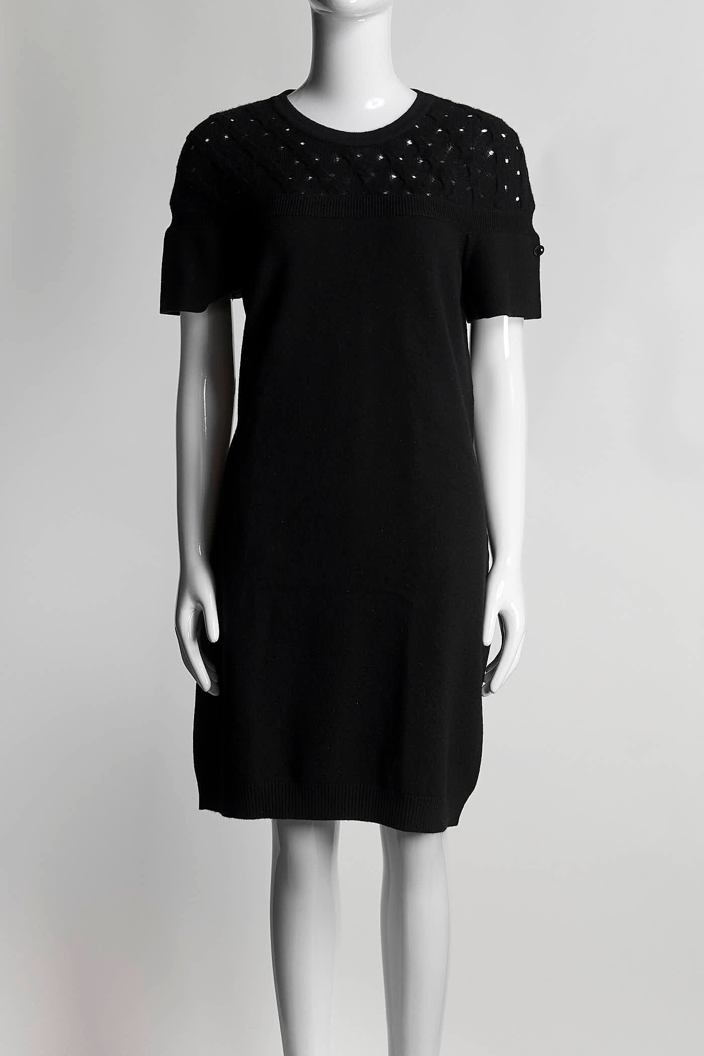 Chanel Black Cashmere ShortSleeveless Dress 40