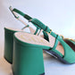 Gucci Horsebit Slingback Pumps Green Leather 38.5