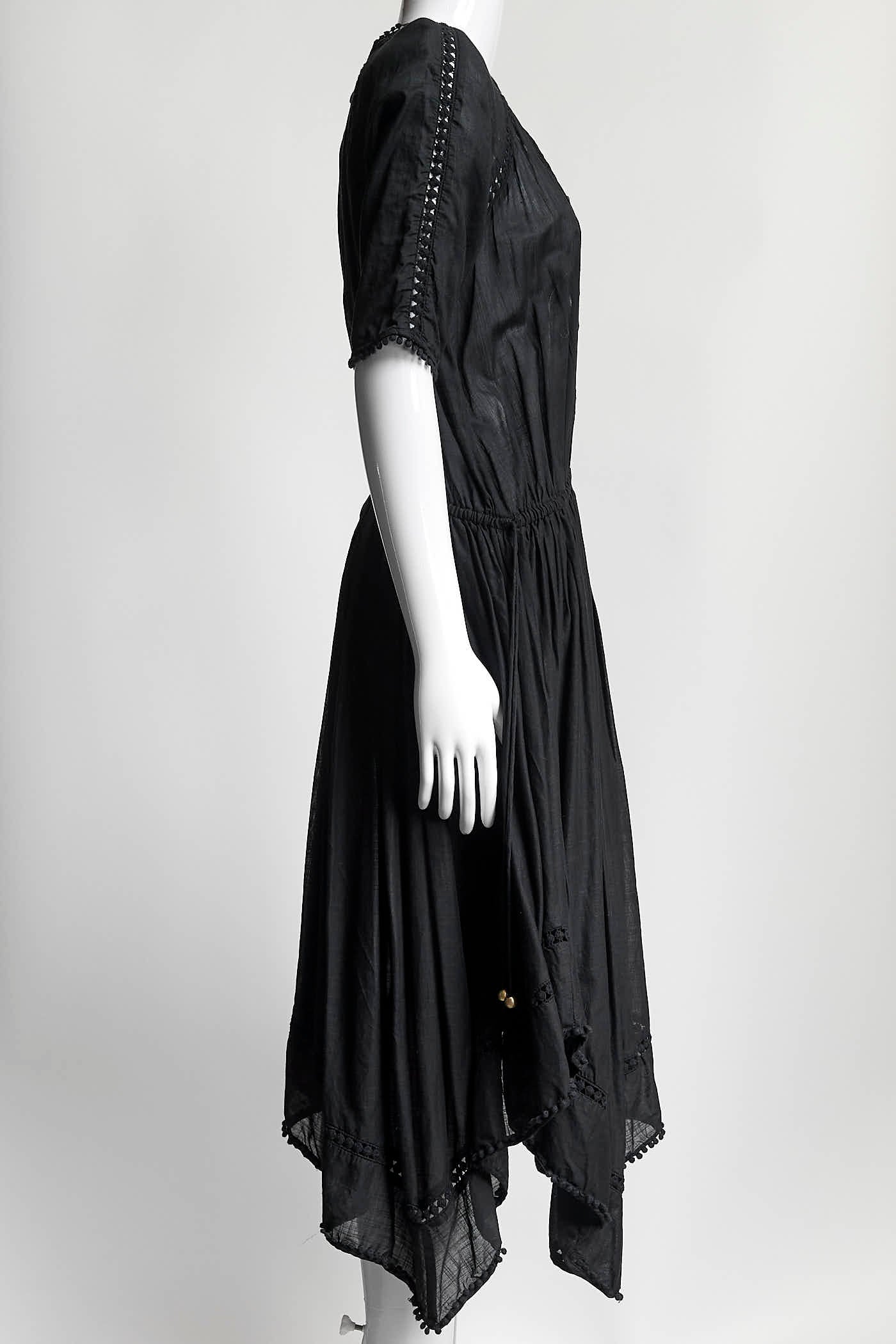 Zimmermann Black Embroidered Crew Neck Dress AU1