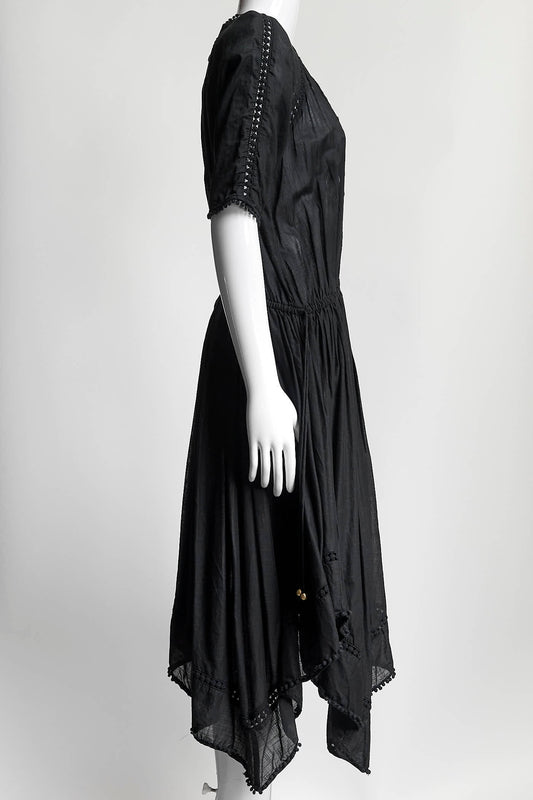 Zimmermann Black Embroidered Crew Neck Dress AU1