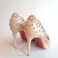 Christian Louboutin Nude Heel w/Spike Studs Heel 37.5