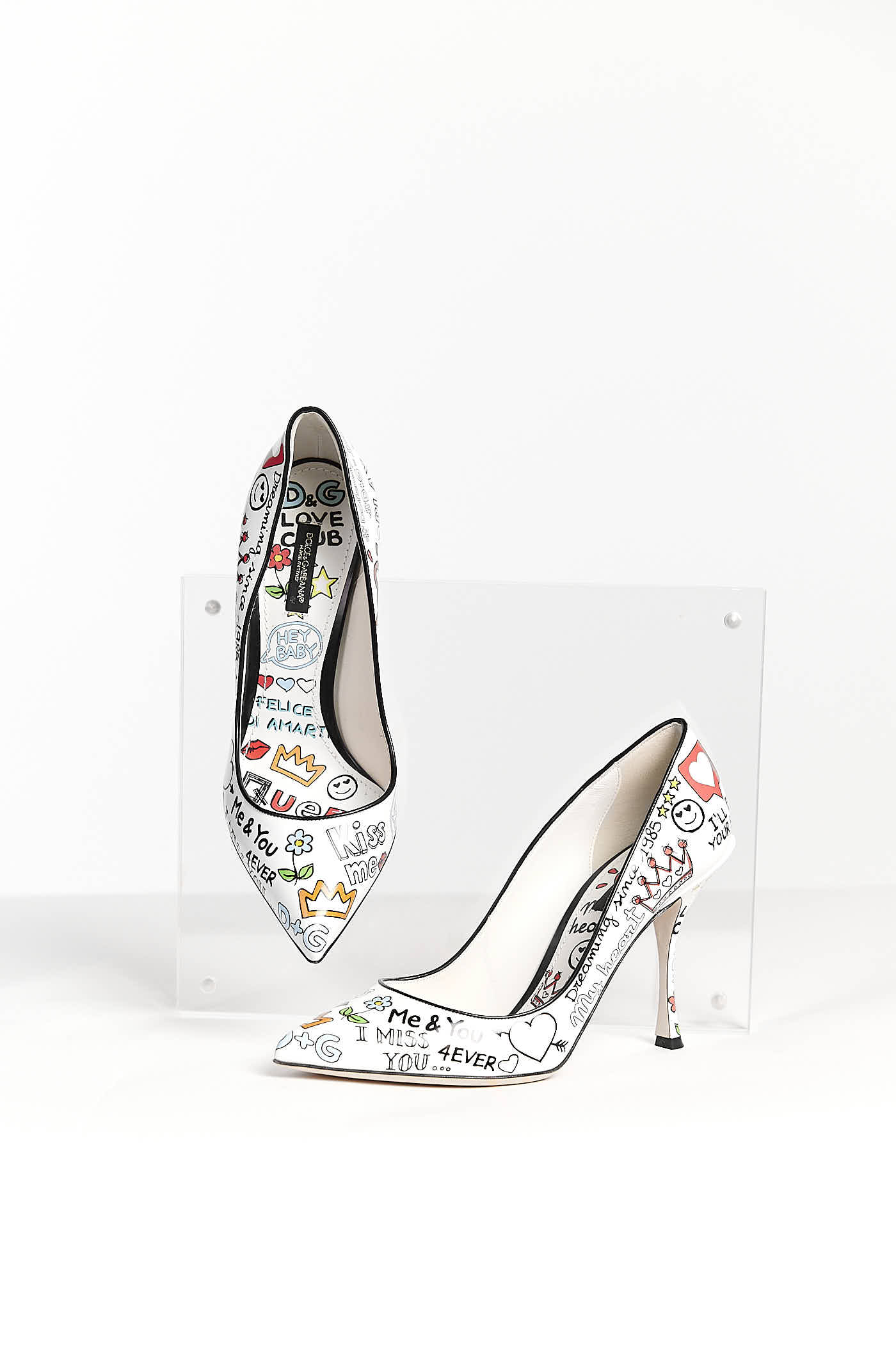 Dolce & Gabbana Graffiti White Heels 39