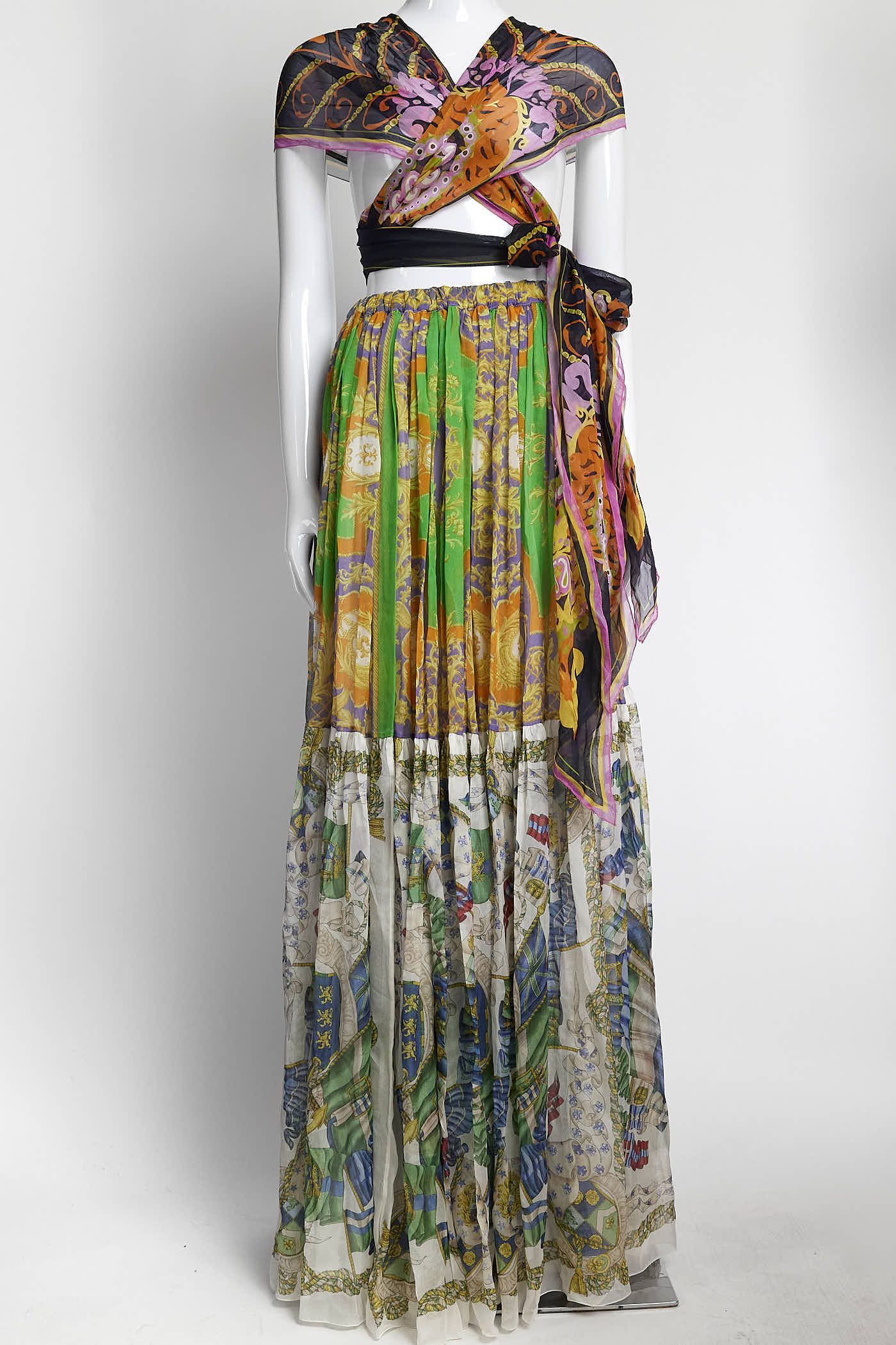 Dolce & Gabbana D&G Patterned Silk Long Skirt 38
