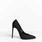 Saint Laurent Black Glitter Pointed Toe Pumps 40.5