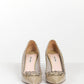 Mui Miu Leather Beige Bow Studded High Heel 40