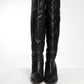 Chanel Black Leather High Boots with Kitten Heels 37.5