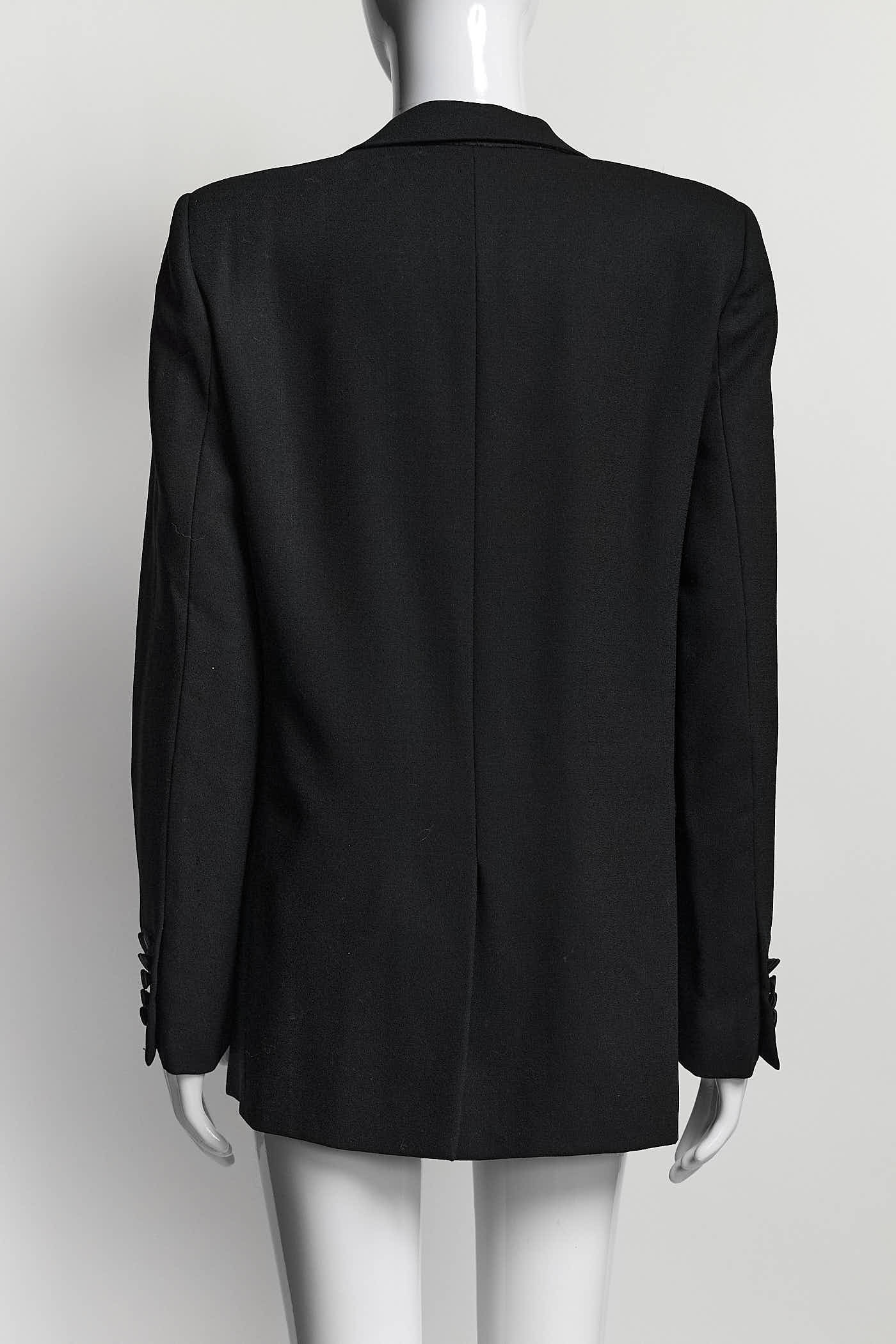 Saint Laurent Black Peaked Lapel Tuxedo Jacket 40