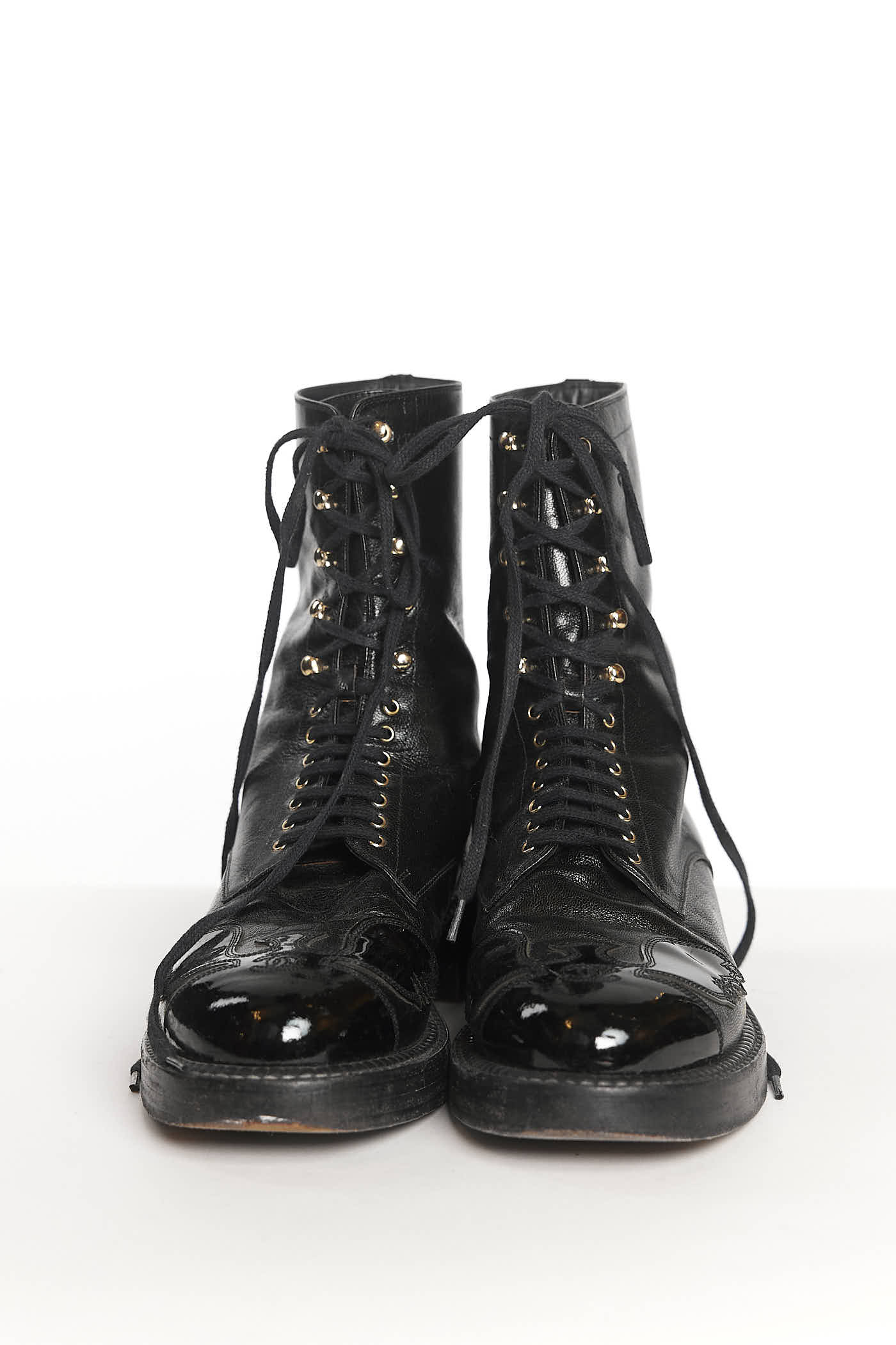 Chanel Black CC Logo Utah Eagle Biker Boots 40.5C