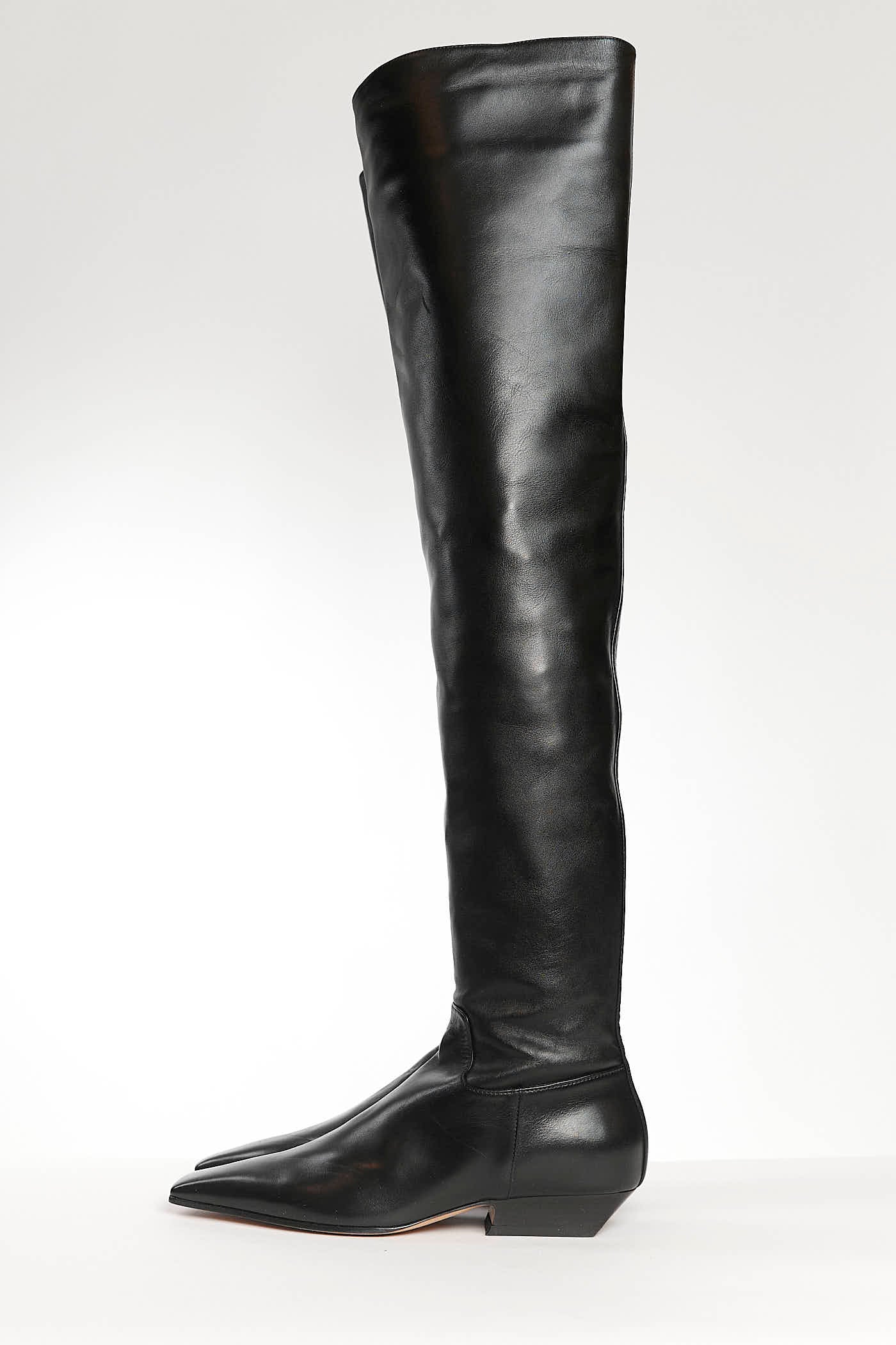 KHAITE CLIVE 35 LEATHER OVER-THE-KNEES BOOTS - SIZE 37