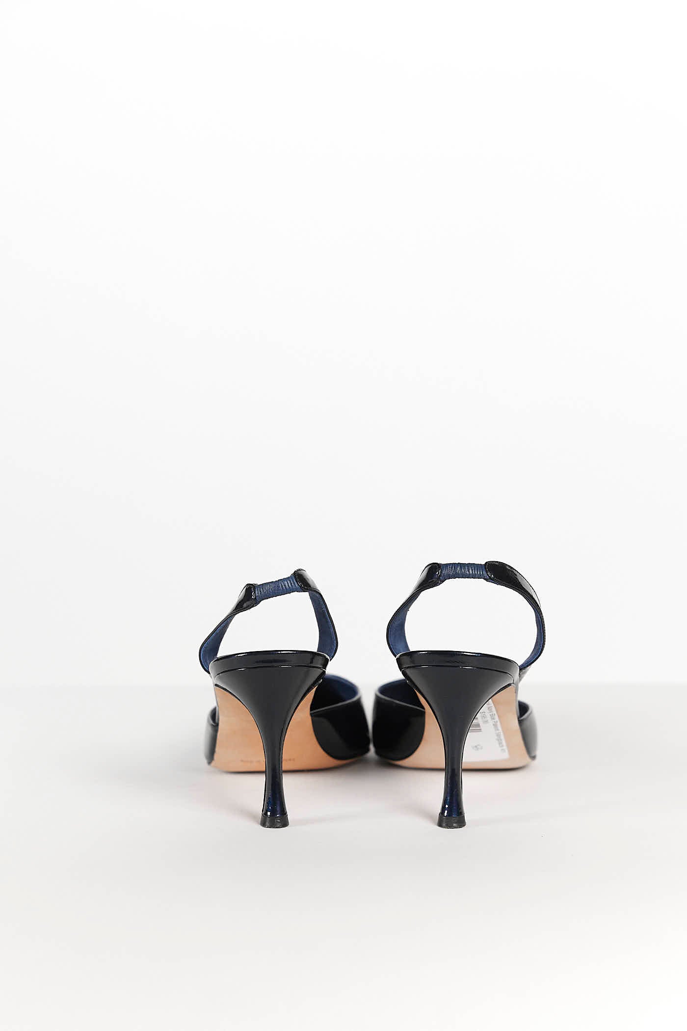 Manolo Blahnik Navy Blue Patent Slingback 41