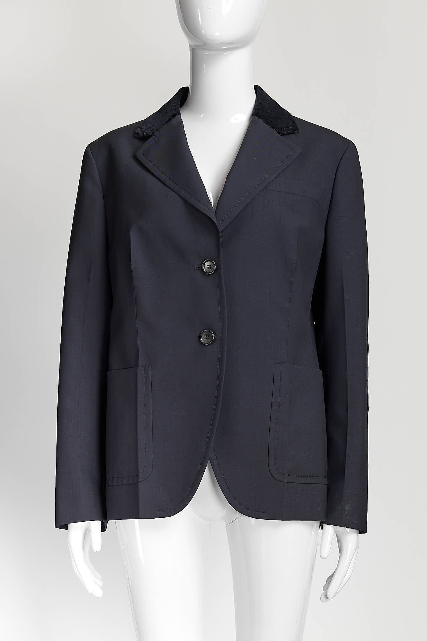 Prada Navy Blazer with Black Velvet Collar 44