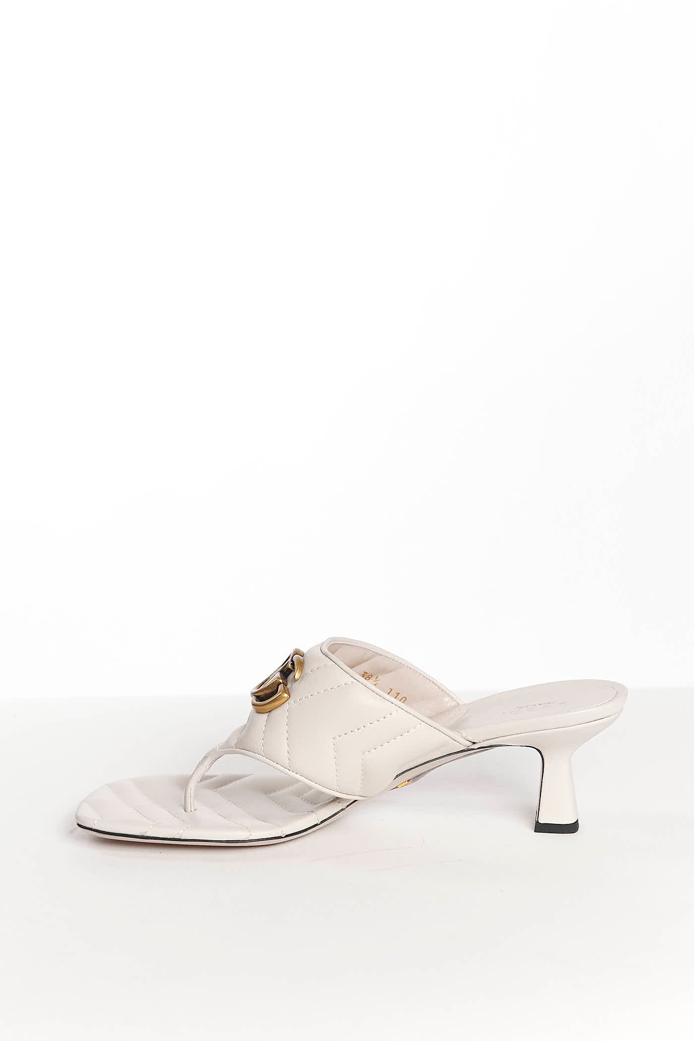 Gucci GG Marmont White Leather Sandal Heel 38.5