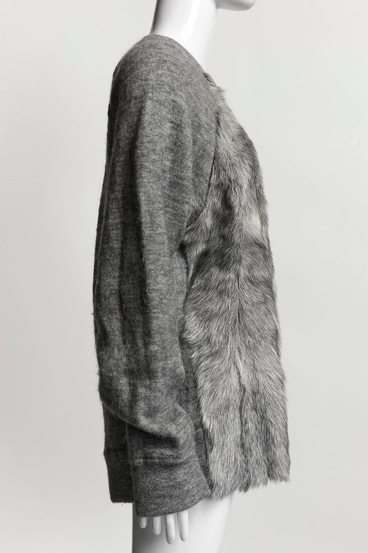 Alexander Wang Grey Sweater with Fur Detail M
