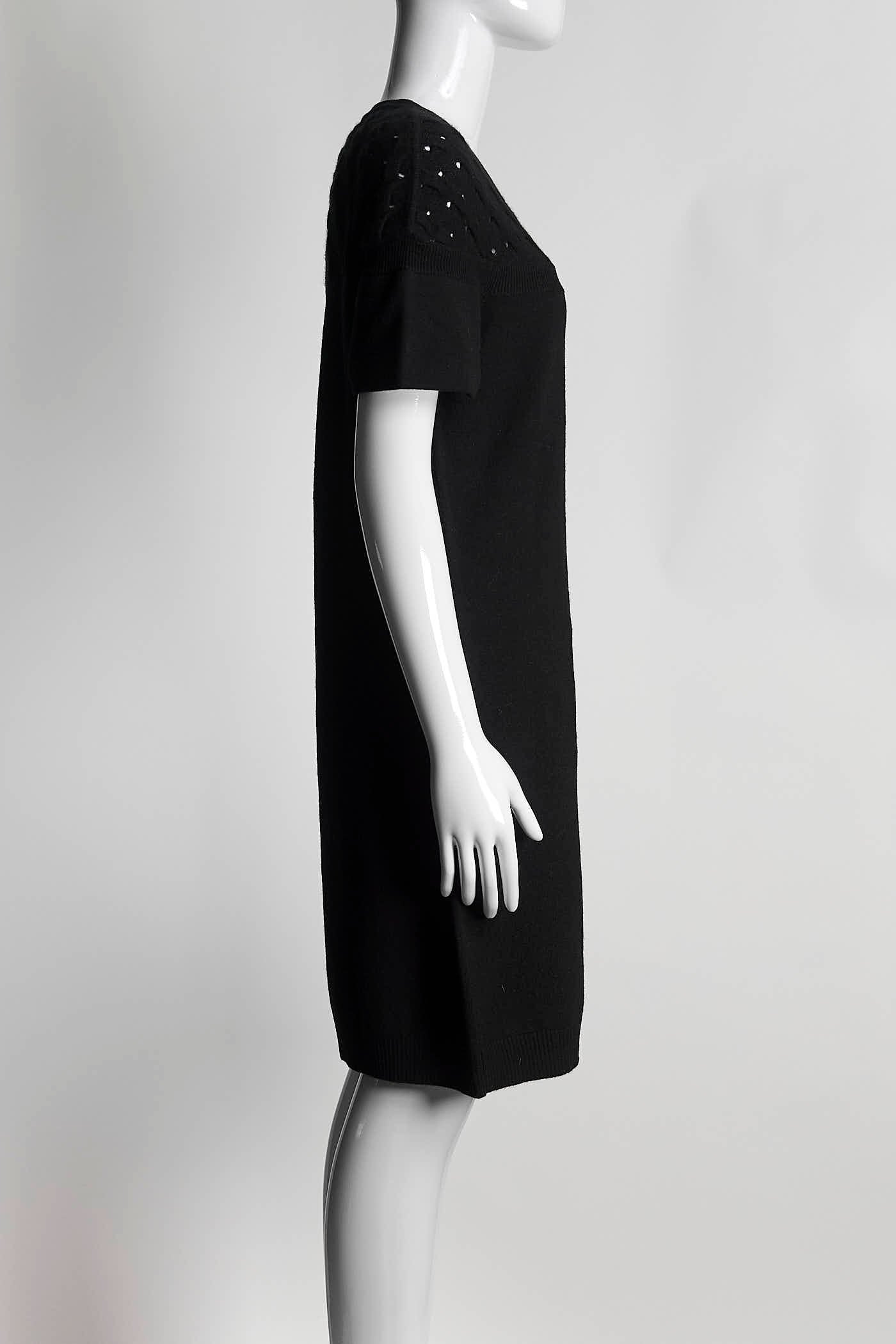 Chanel Black Cashmere ShortSleeveless Dress 40