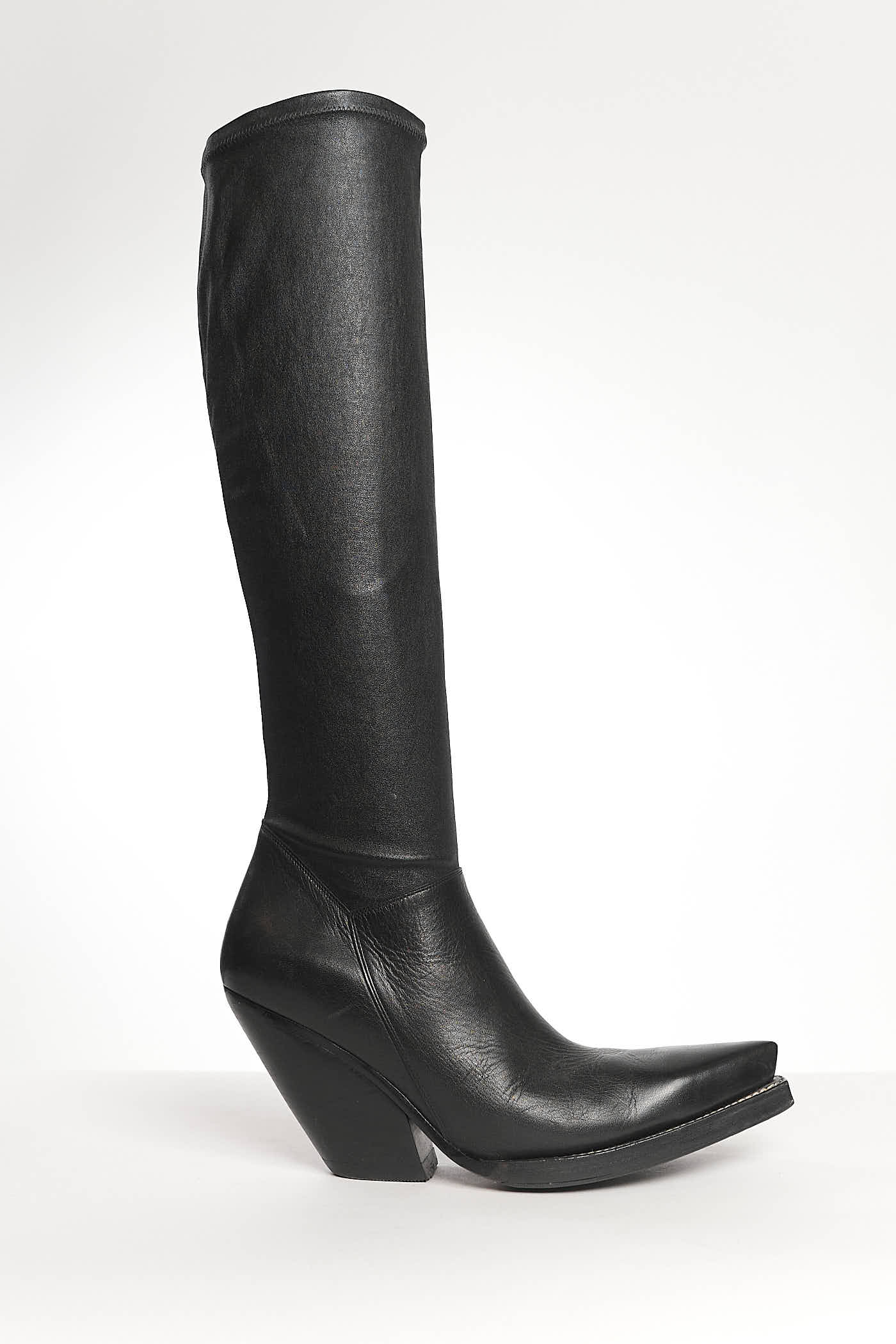 Celine Black Leather Cowboy Western Boots 38.5