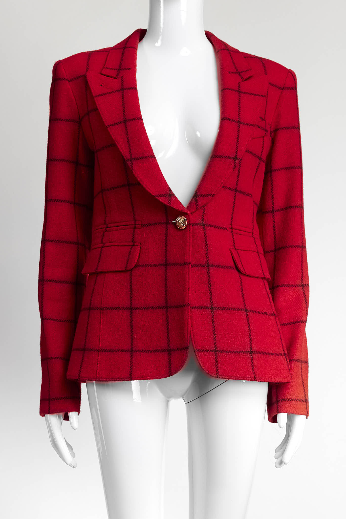Smythe Red Windowpane Peaked Lapel Blazer 6