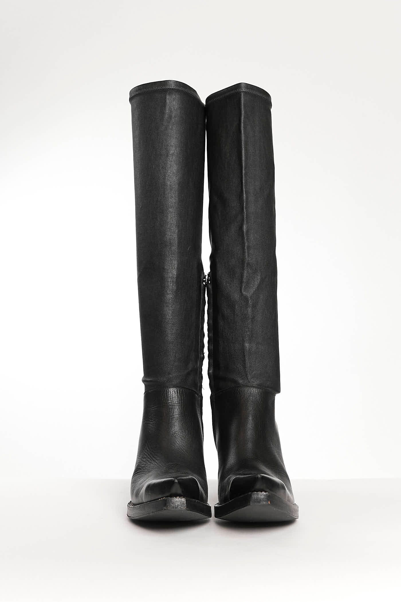 Celine Black Leather Cowboy Western Boots 38.5