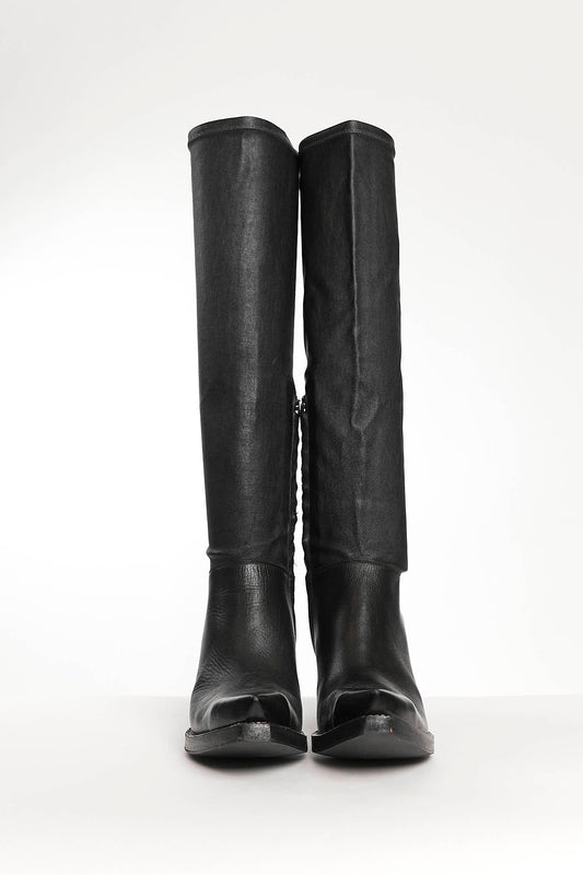 Celine Black Leather Cowboy Western Boots 38.5
