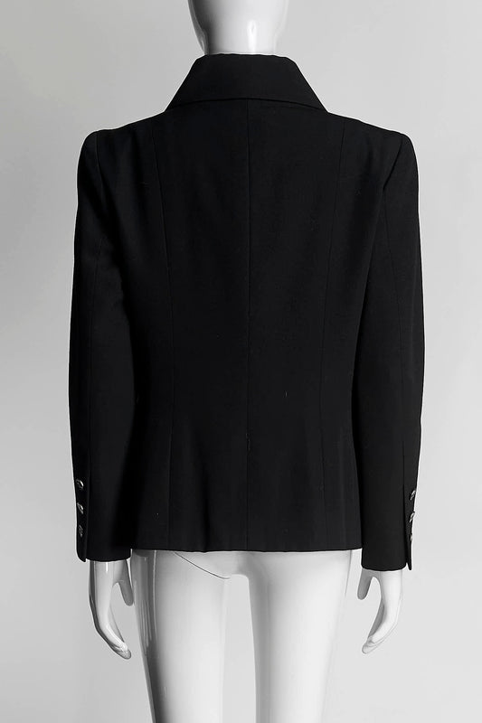 CHANEL Black Wool Double Buttons Jacket 42