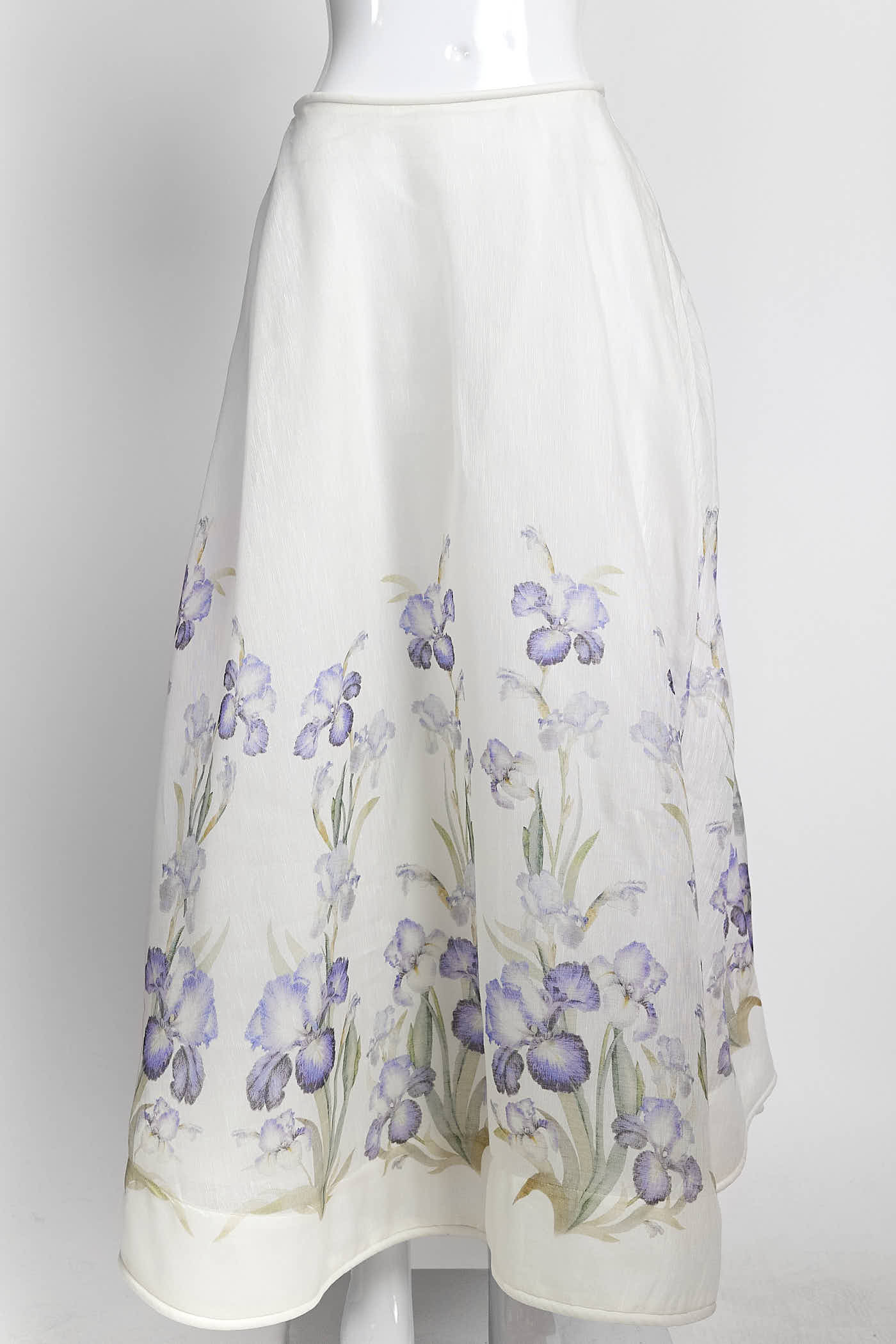 Zimmermann White with Purple Floral Print Skirt 1