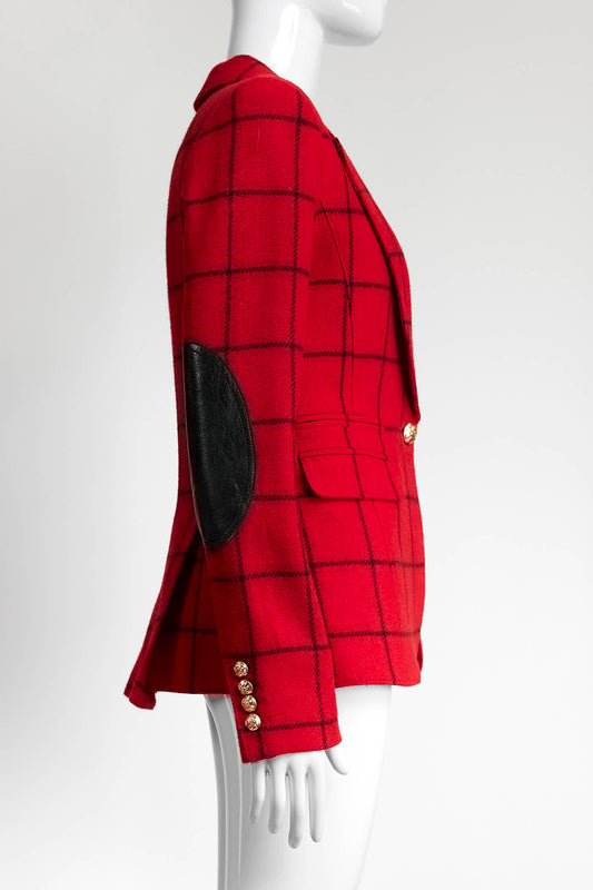 Smythe Red Windowpane Peaked Lapel Blazer 6