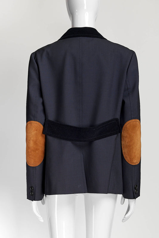 Prada Navy Blazer with Black Velvet Collar 44