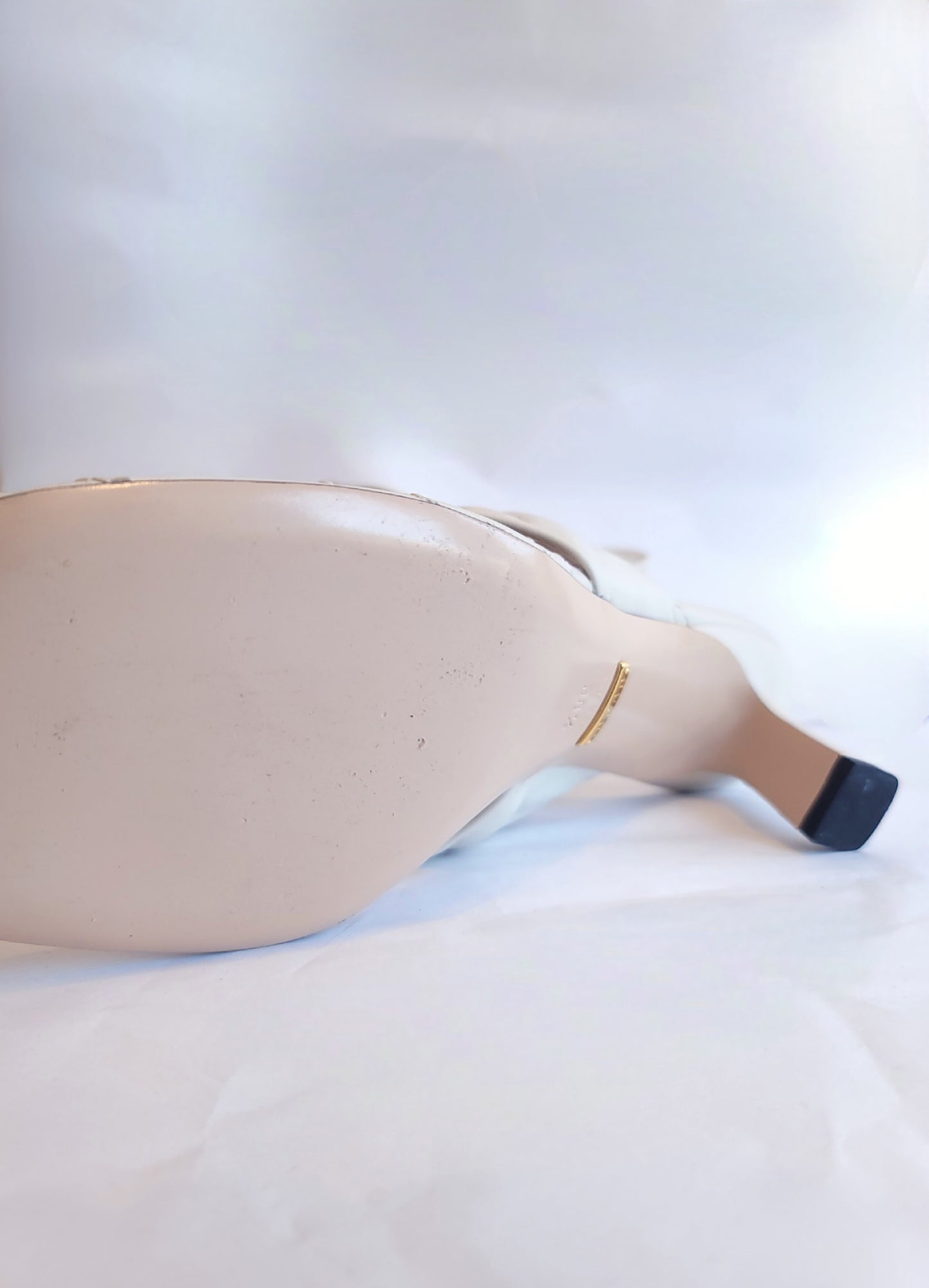 Gucci GG Marmont White Leather Sandal Heel 38.5
