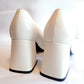 Gucci White Leather Horsebit Block Heels 38.5