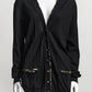 Yves Saint Laurent Black Leopard Detail Cardigan L