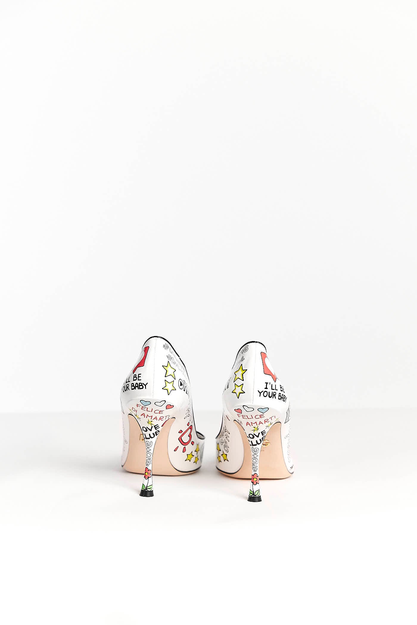 Dolce & Gabbana Graffiti White Heels 39