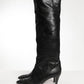 Chanel Black Leather High Boots with Kitten Heels 37.5
