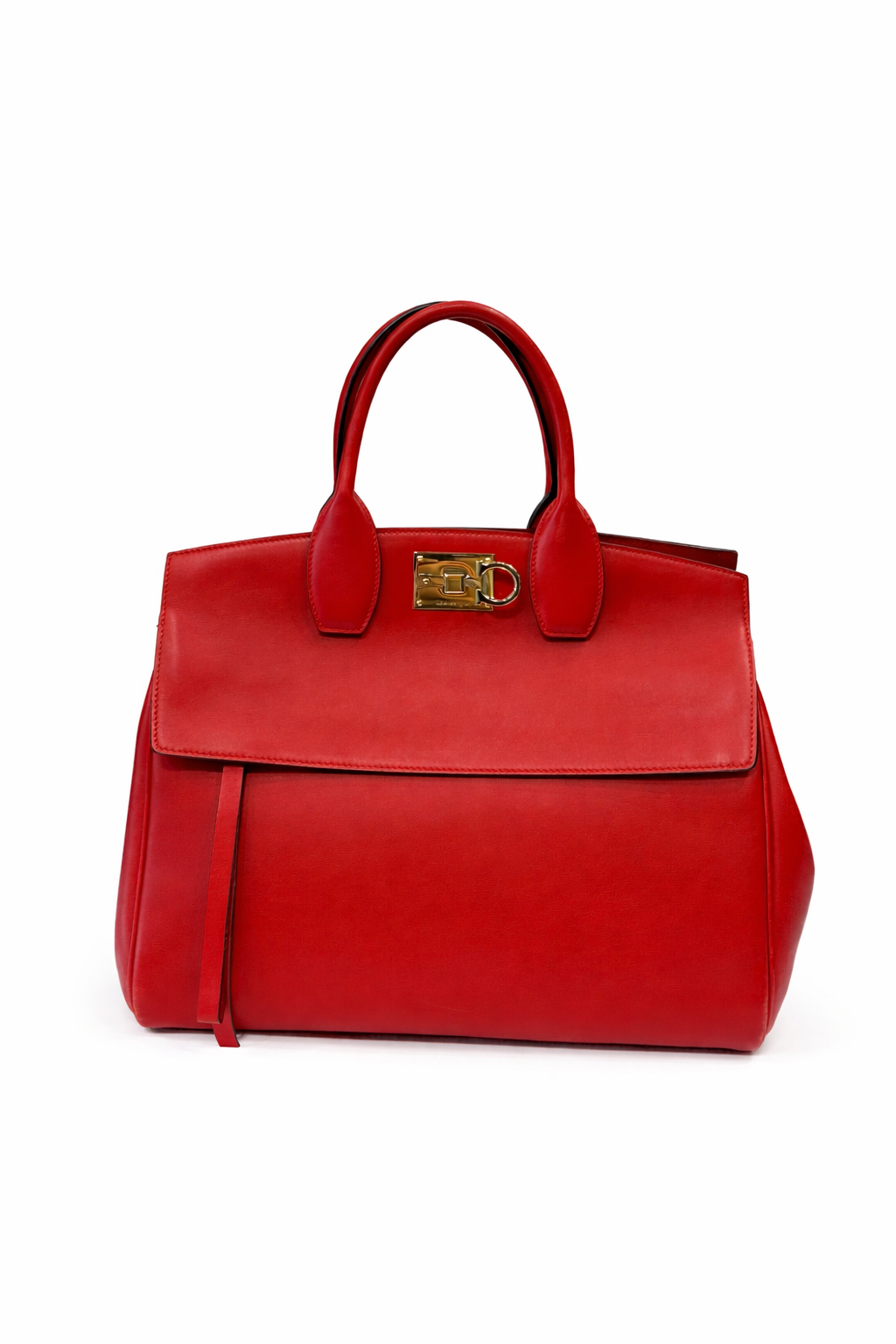 Salvatore Ferragamo Calfskin The Studio Bag Red