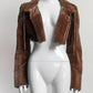 J.MENDEL Brown Fur Cropped Jacket