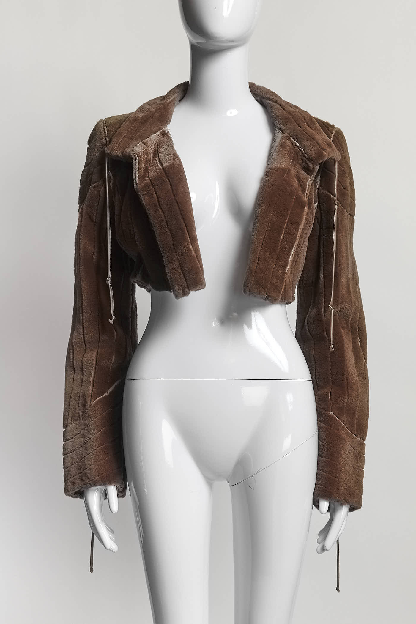 J.MENDEL Brown Fur Cropped Jacket