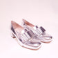 Miu Miu Silver Leather w/Bow Heels 38