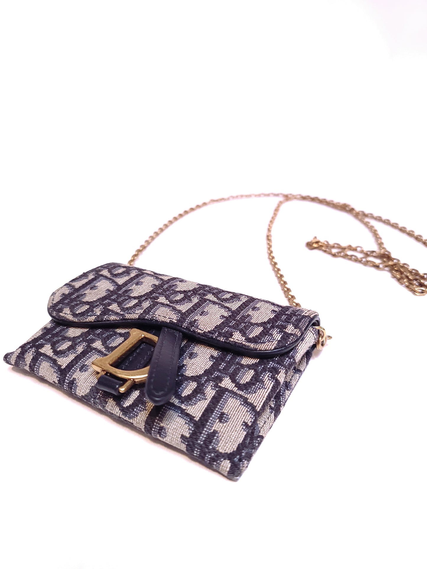 Dior Blue Oblique Jacquard Saddle Nano Pouch