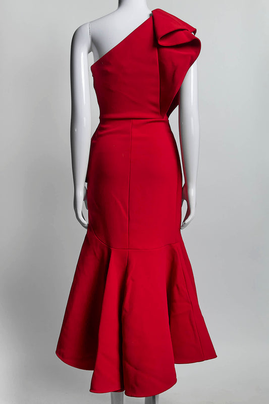 Elie Saab Red Ruffled Dress 36