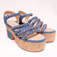 Chanel Denim Blue Chain Detail Ankle Strap Platform Sandals 38