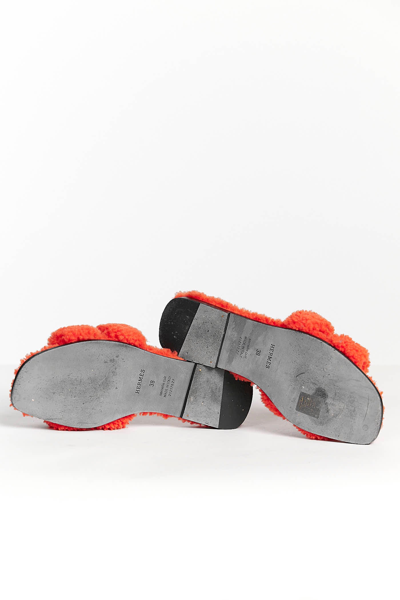 Hermès Orange Shearing Slides 38