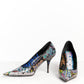 Balenciaga Graffiti Knife Pumps Black Leather Multi Heels 41