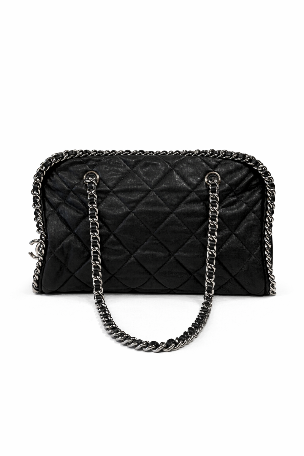 Chanel Chain Around Bowler Bag in Black Lambskin Leather