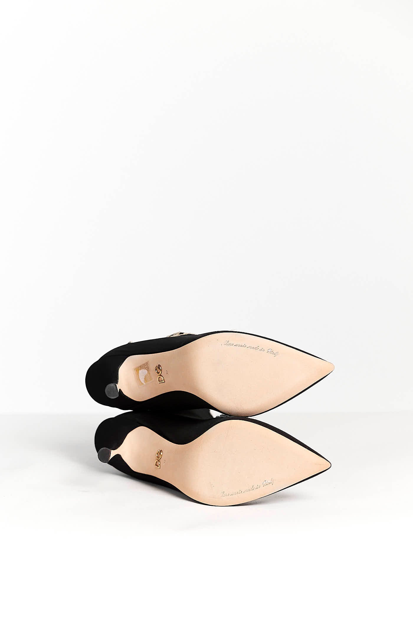 Dolce & Gabbana Black White Embroidery Slip On Boots 39