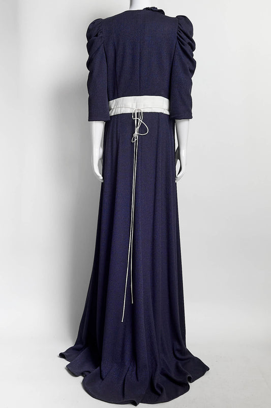 Hellessy Ruffle Sleeve Blue Wrap Dress