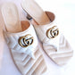 Gucci GG Marmont White Leather Sandal Heel 38.5