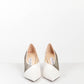 Jimmy Choo White Leather Heels with Mesh and Acrylic Detail 38