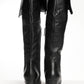 Michael Kors Black Leather Riding Boots with Block Heels 37.5